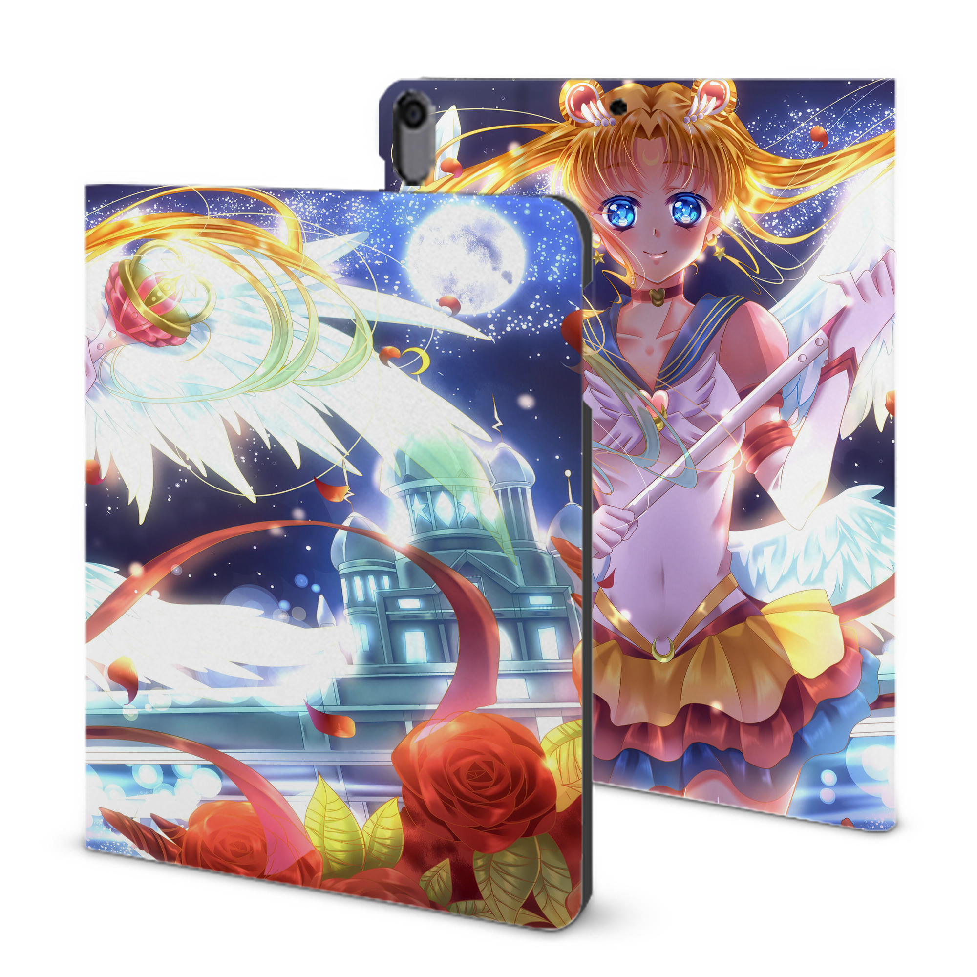 （画像用） 美少女戦士セーラームーン Sailor Moon IPad ケース ブック型 PUレザー TPU 耐衝撃 軽量 薄型 ペン収納なし 全面保護 IPad 各モデル対応